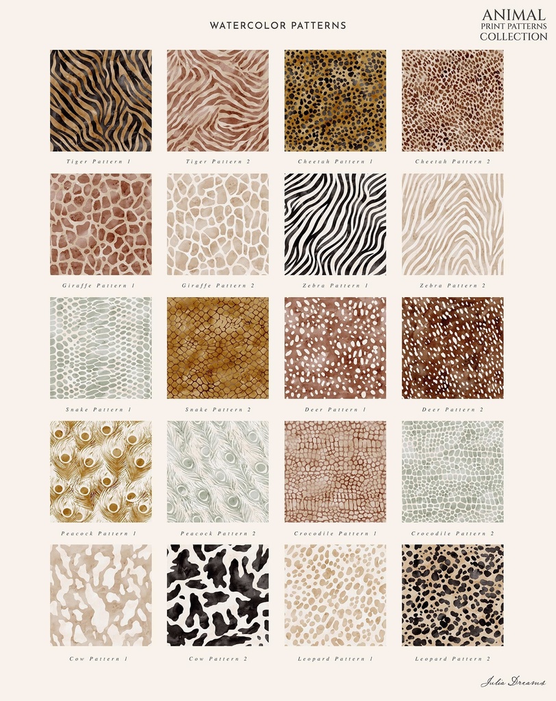 アニマル柄 シームレスパターン コレクション Animal Print Seamless Patterns Collection