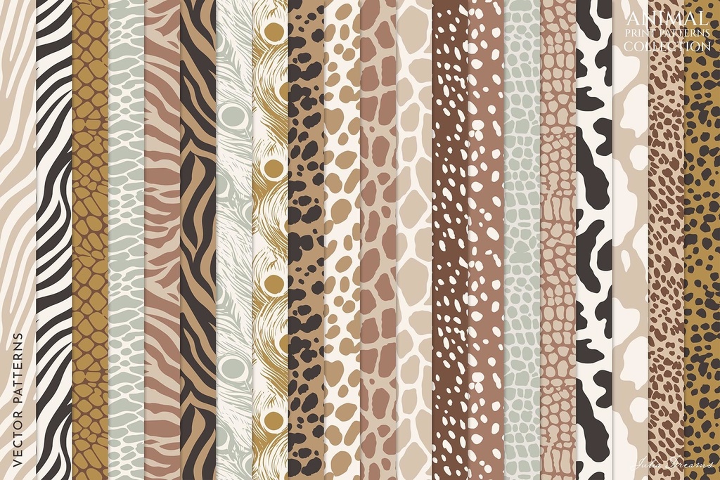 アニマル柄 シームレスパターン コレクション Animal Print Seamless Patterns Collection