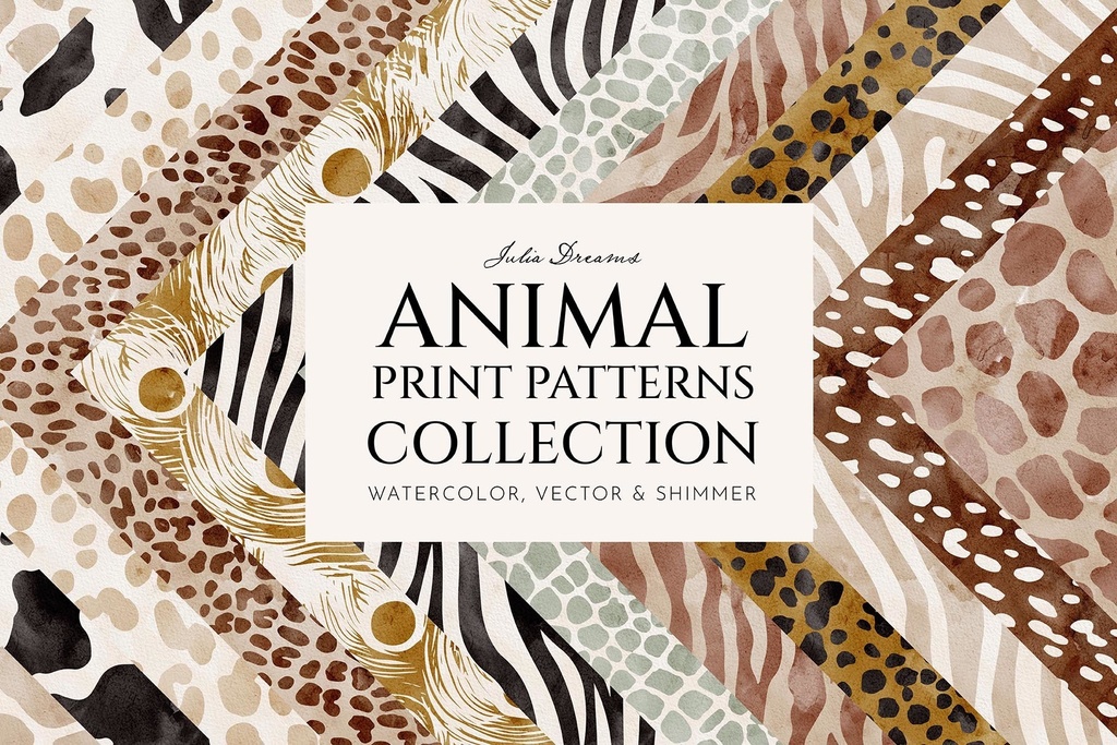 アニマル柄 シームレスパターン コレクション Animal Print Seamless Patterns Collection