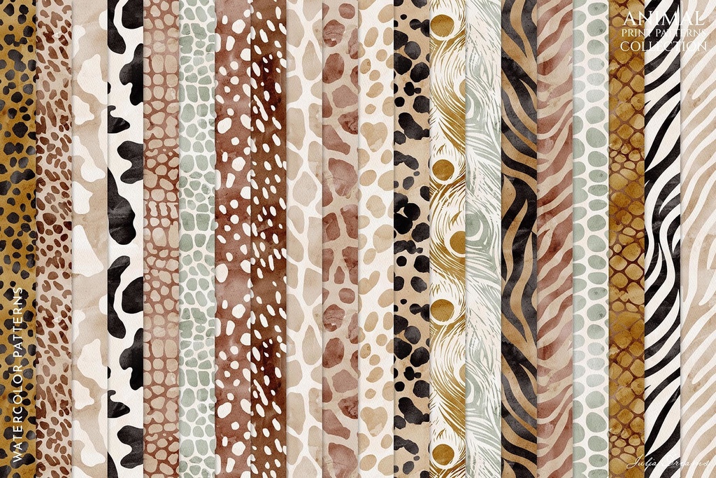 アニマル柄 シームレスパターン コレクション Animal Print Seamless Patterns Collection