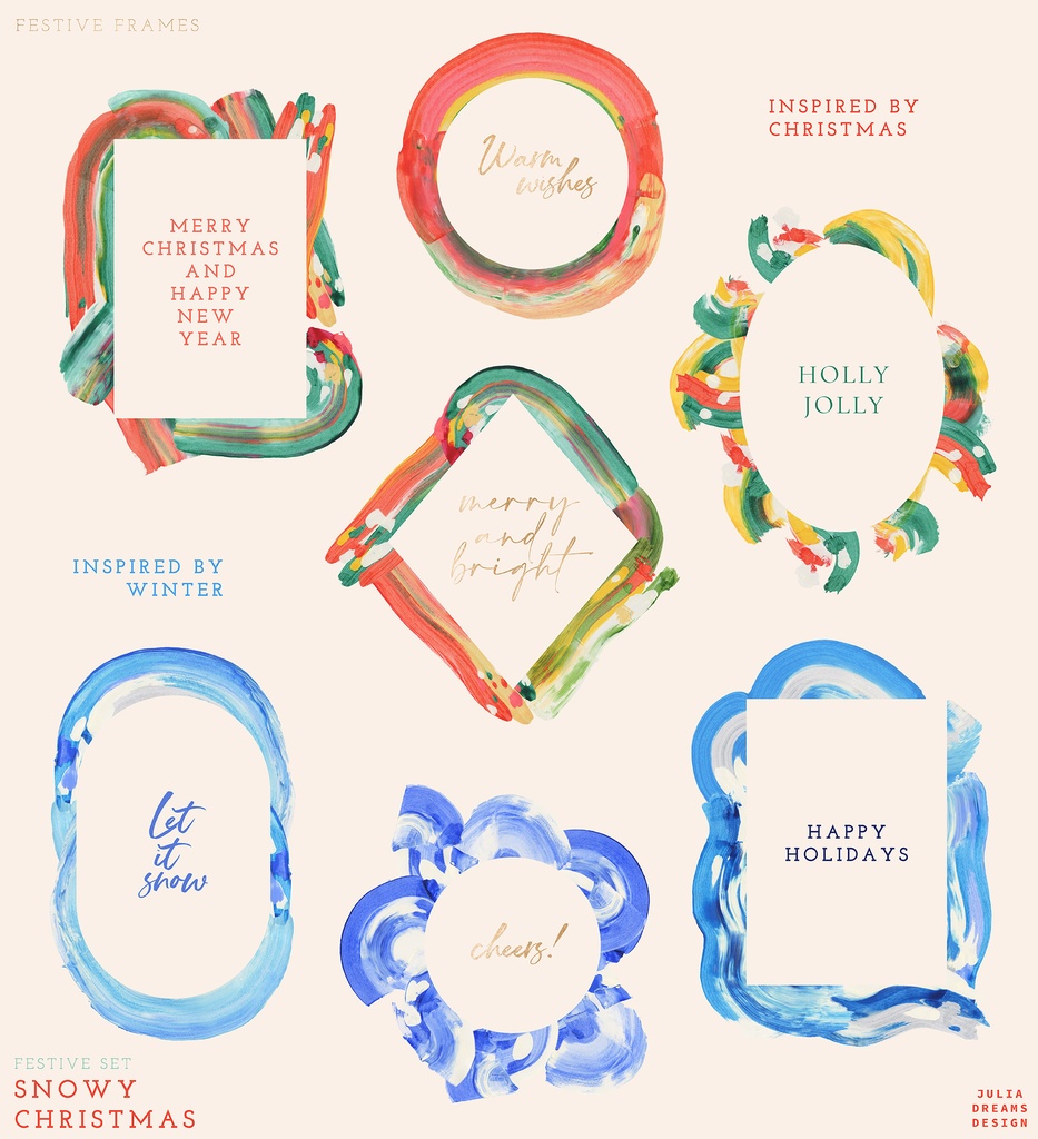 クリスマスイラスト クリスマス抽象シェイプ Snowy Christmas Modern Designs