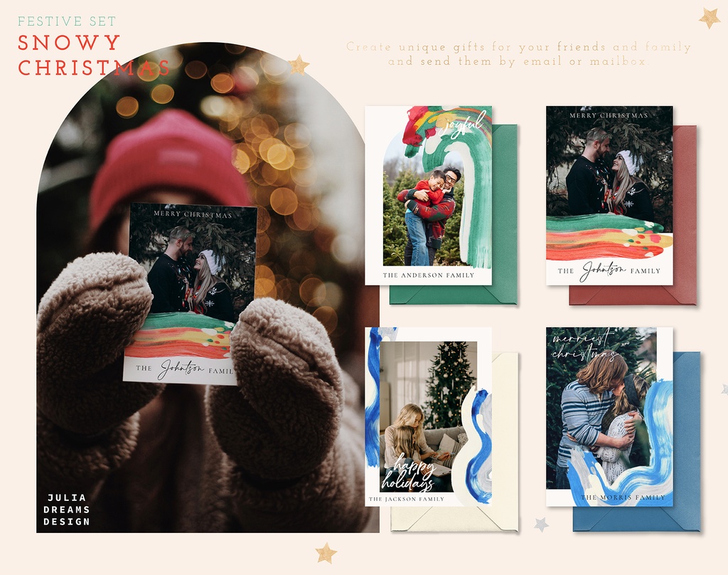 クリスマスイラスト クリスマス抽象シェイプ Snowy Christmas Modern Designs