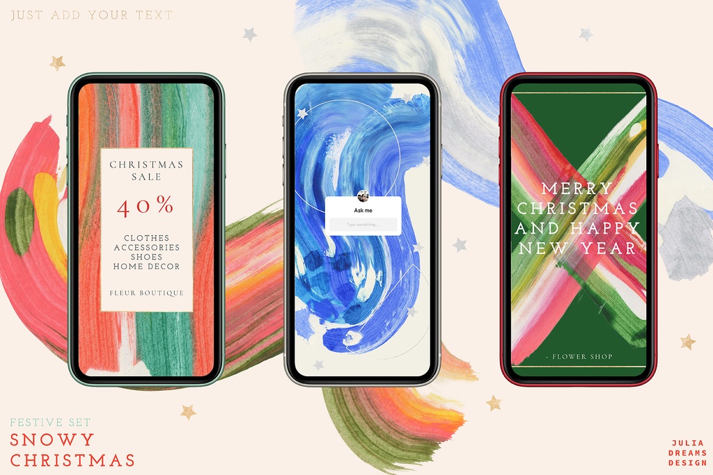 クリスマスイラスト クリスマス抽象シェイプ Snowy Christmas Modern Designs