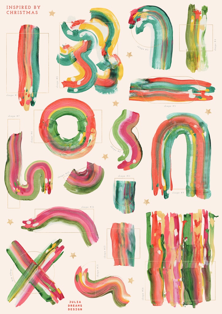 クリスマスイラスト クリスマス抽象シェイプ Snowy Christmas Modern Designs