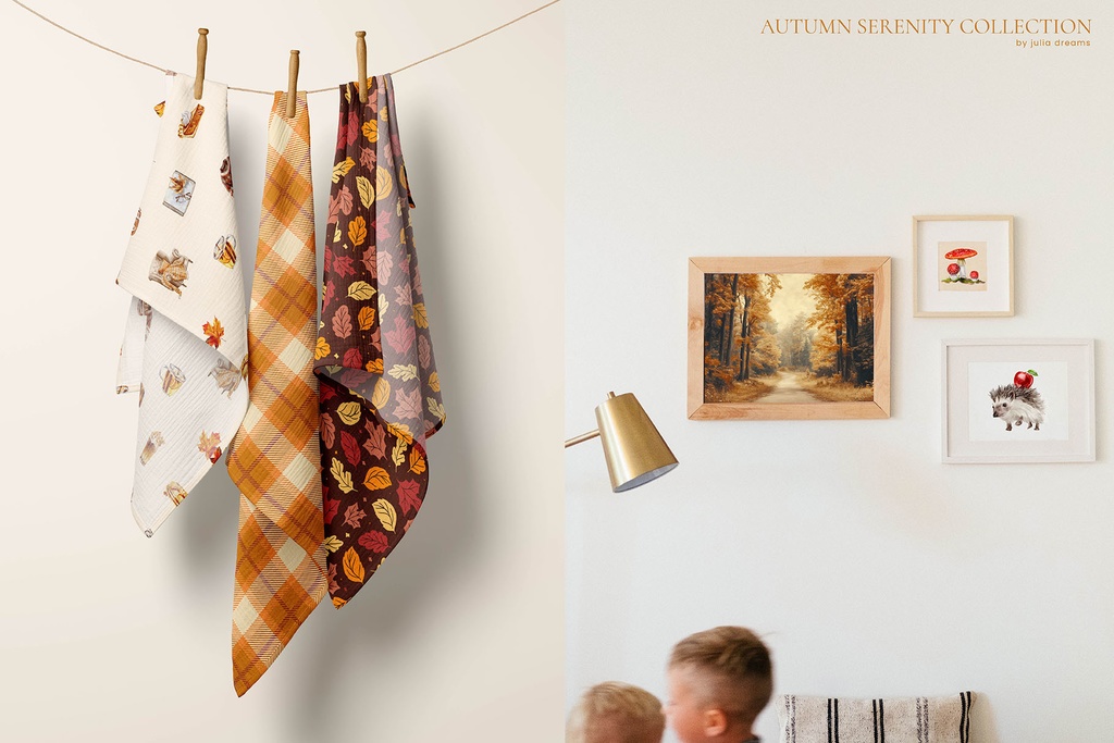 秋のコレクション グラフィック素材集 イラスト・パターン・ウォールアートなど Autumn Serenity Collection