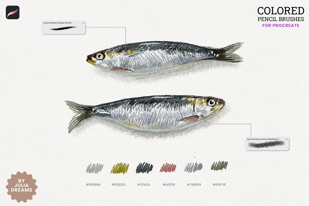 色鉛筆ブラシセット Procreate用 Colored Pencil Brushes for Procreate