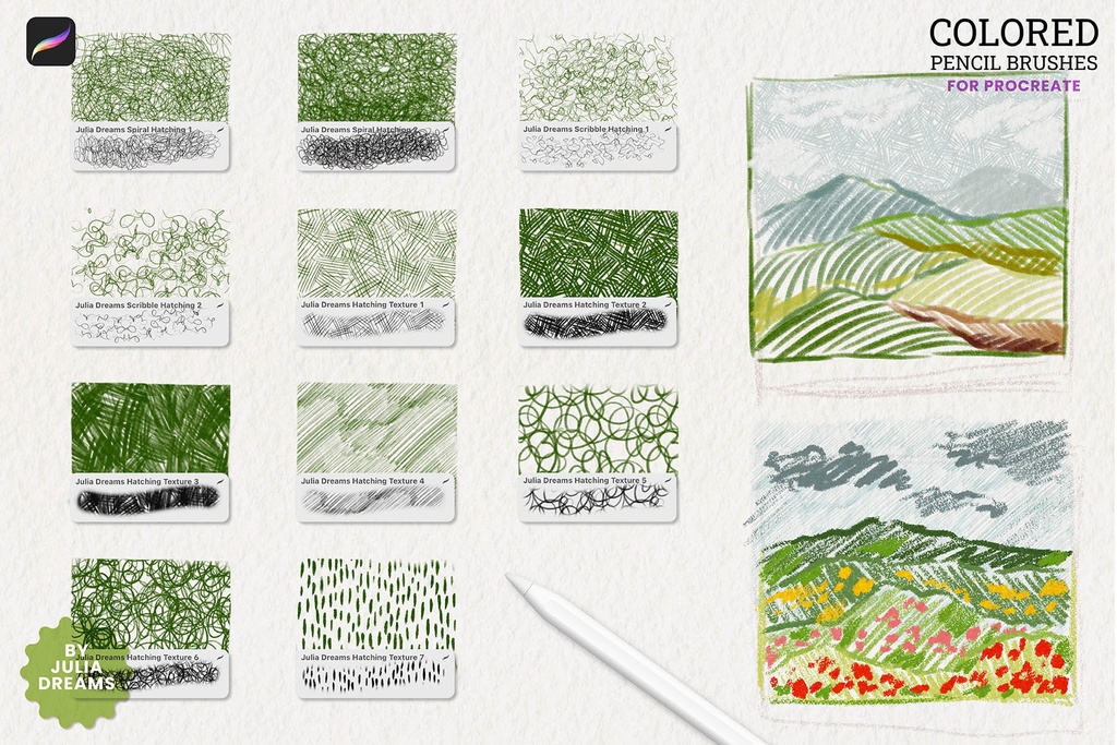 色鉛筆ブラシセット Procreate用 Colored Pencil Brushes for Procreate