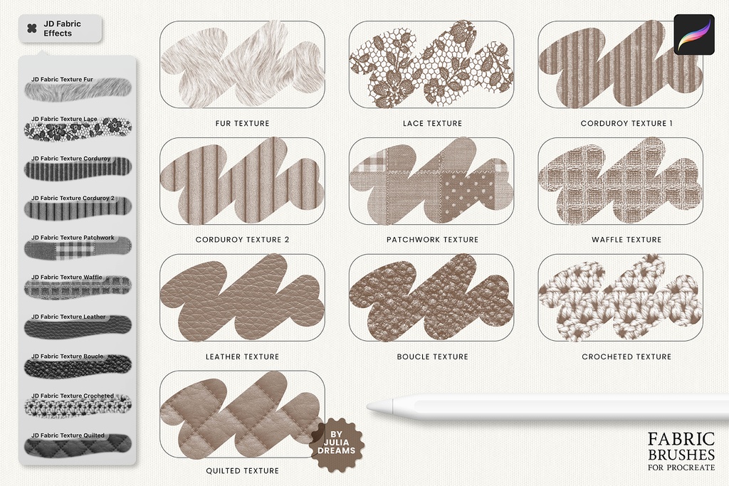 プロクリエイト用 ファブリックブラシ Fabric Brushes Procreate