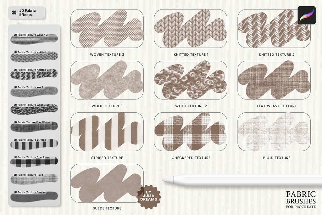 プロクリエイト用 ファブリックブラシ Fabric Brushes Procreate