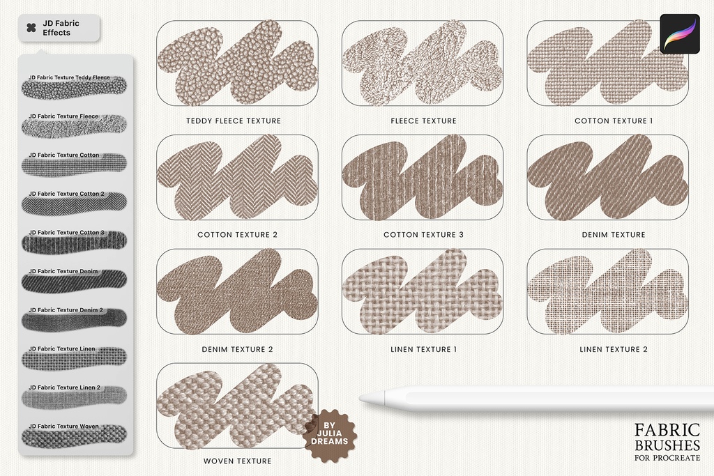 プロクリエイト用 ファブリックブラシ Fabric Brushes Procreate