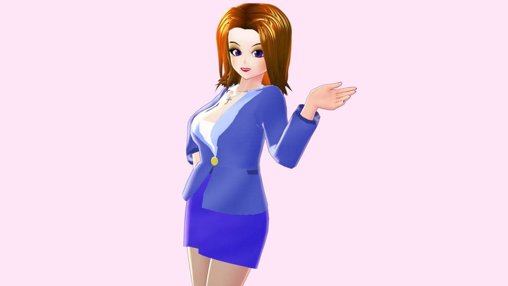青色タイト2Pスーツ（VRoidStudio用）