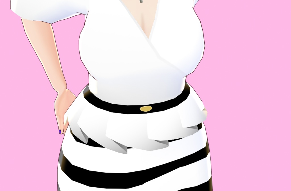 <応援価格>白タイトドレス(ゴムベルト2本セット)(VRoidStudio用)