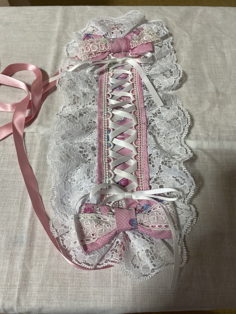 ヘッドドレス レースアップ ピンク