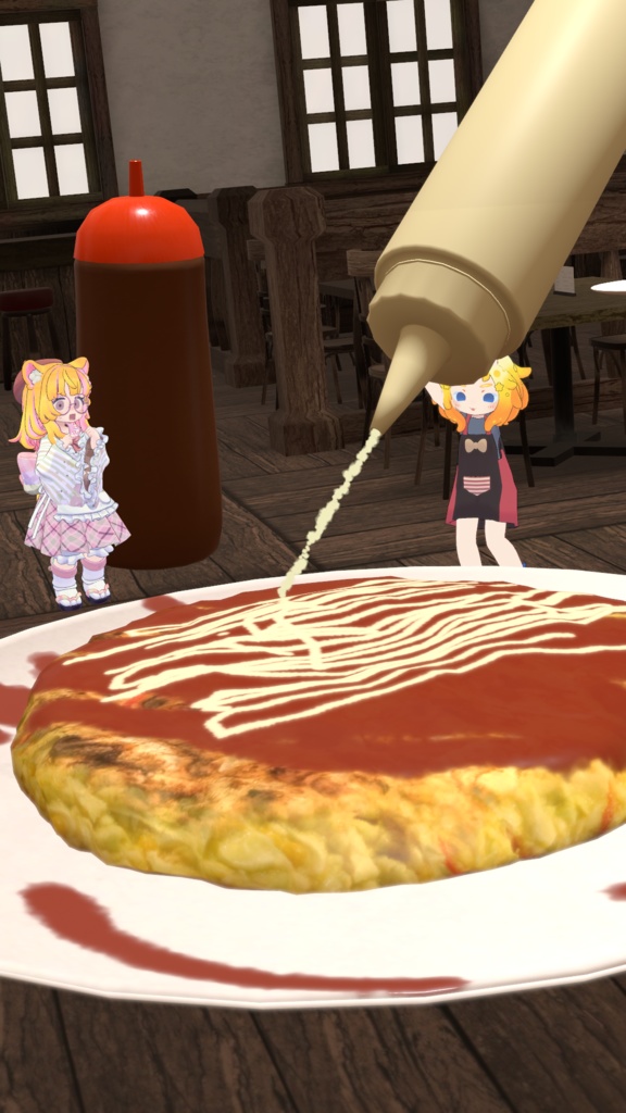 【Udonギミック】描ける!お好み焼き&マヨ&ソースギミック【VRChat】