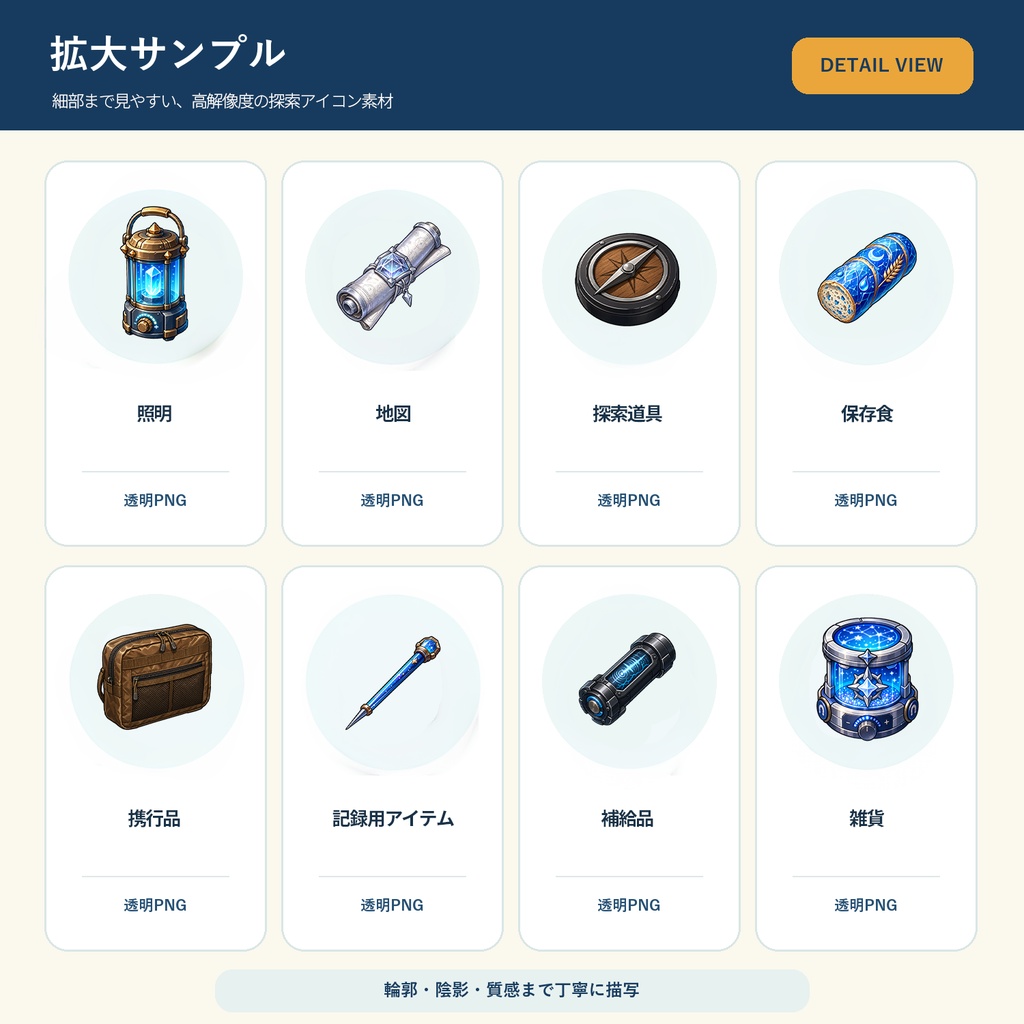 冒険者のダンジョン探索キット|ファンタジーRPG向け探索アイコン39点