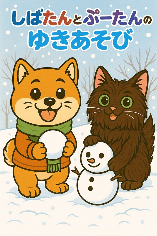 【塗り絵】しばたんとぷーたんの冬ぬりえセット（PDF）