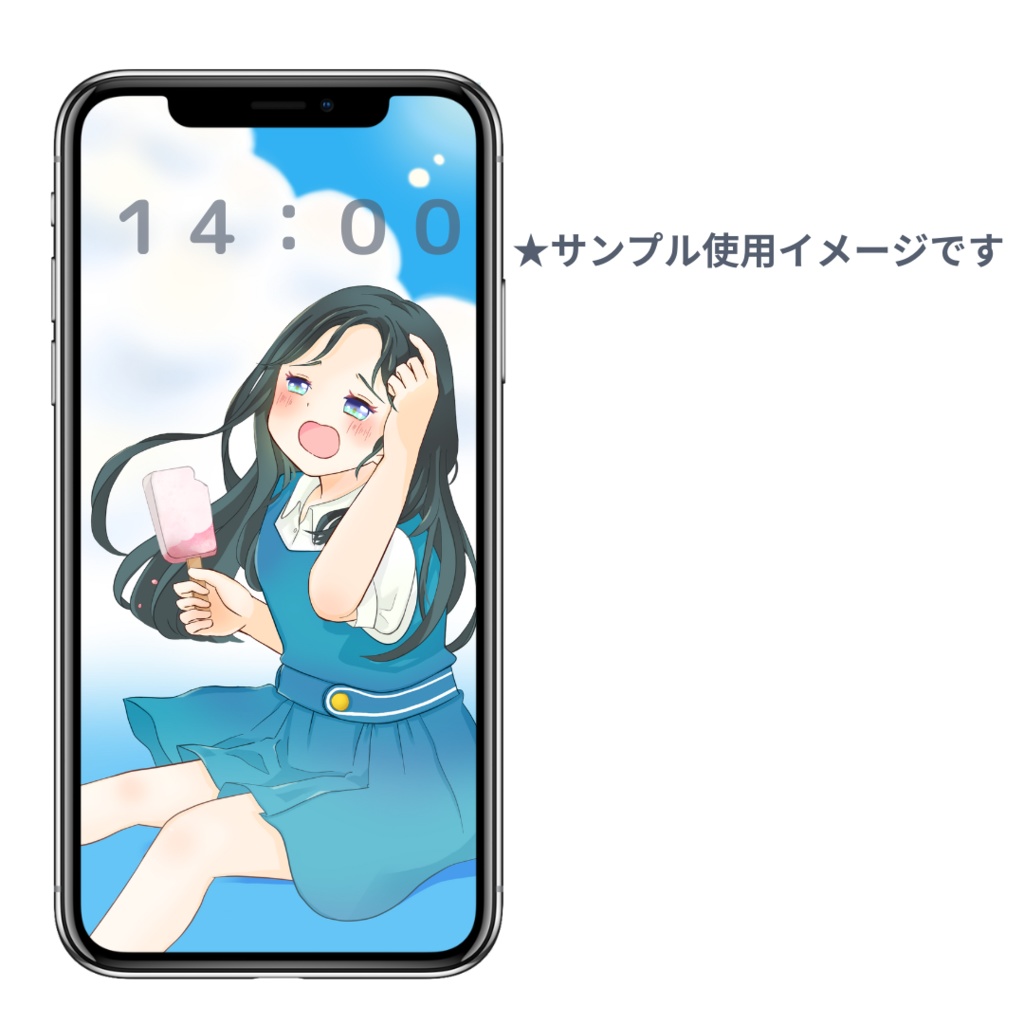 スマホ壁紙/7月クールになりきれない少女 | あつーい…!クールにきめたいのに!(2サイズ)