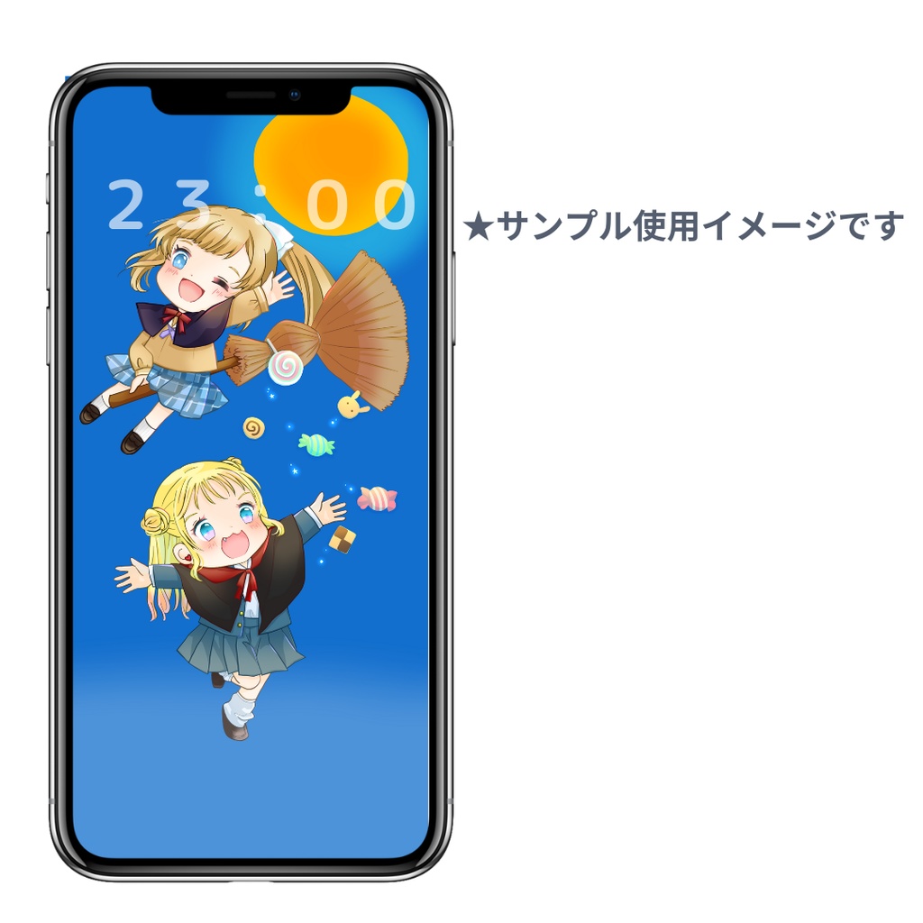 【スマホ壁紙/2サイズ同梱】ハロウィンJK|ギャル&さわやか(iPhone/Android)
