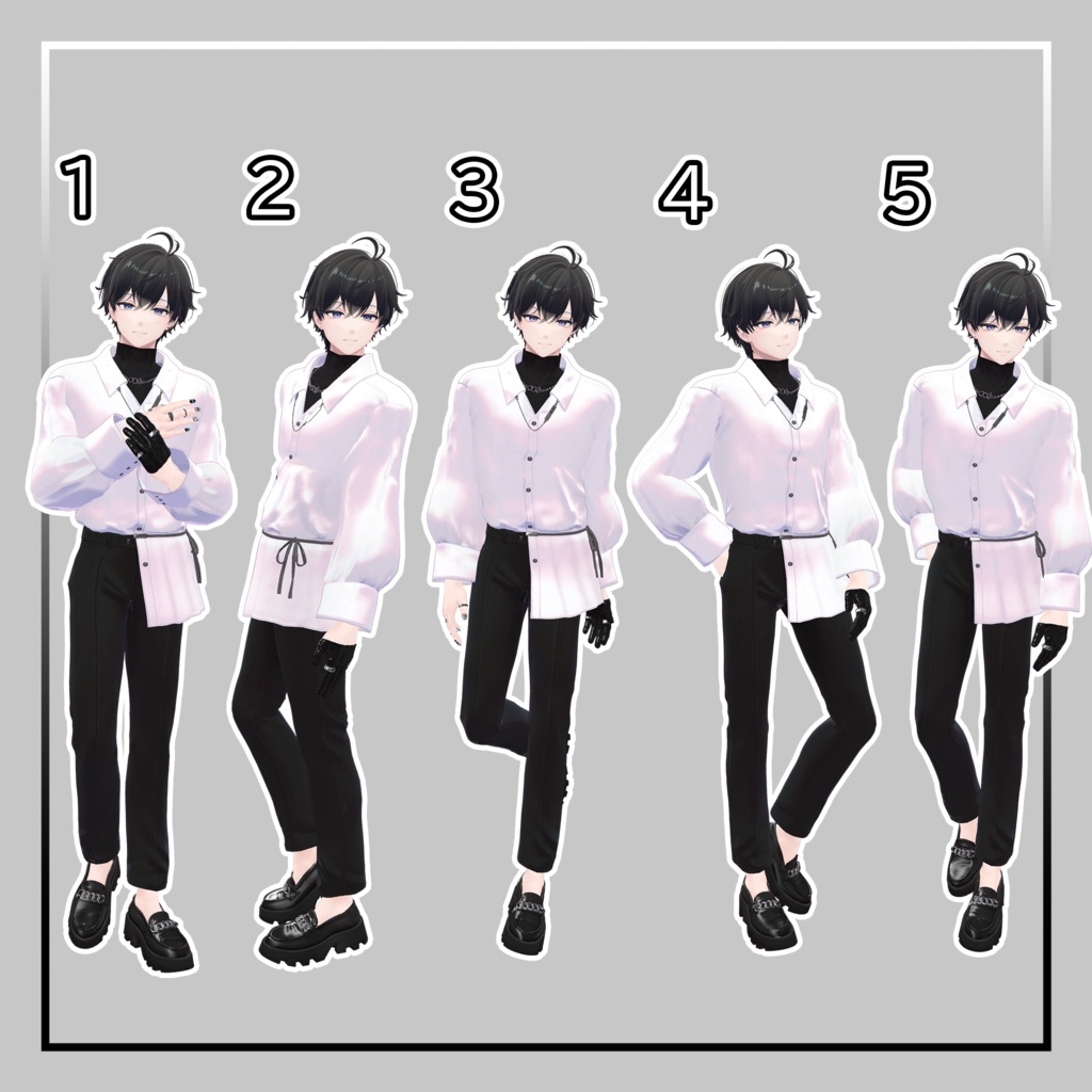 Men's Pose Pack Vol.T01【無料版あり】【全8種】