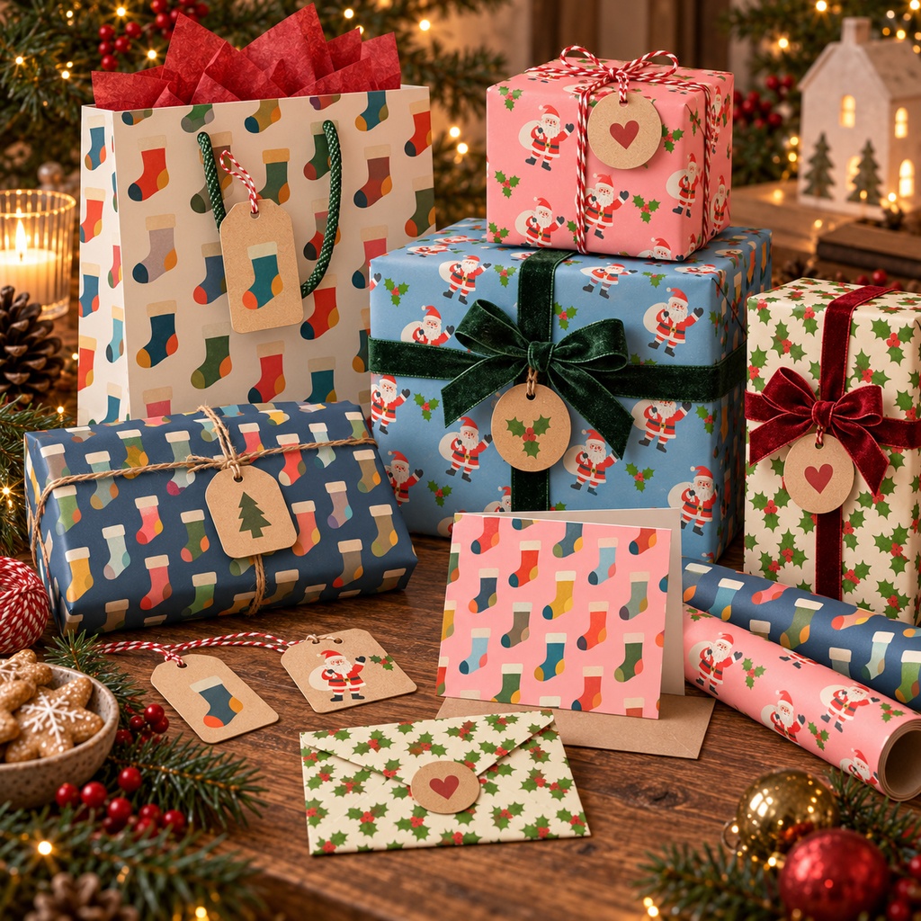 【商用利用可】北欧風クリスマス デジタルペーパー18枚セット|靴下・サンタ・柊|シームレス・300dpi