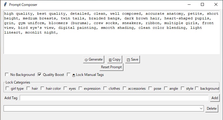 AIイラスト用 プロンプト作成ツール(アニメ風美少女特化)【exe形式】