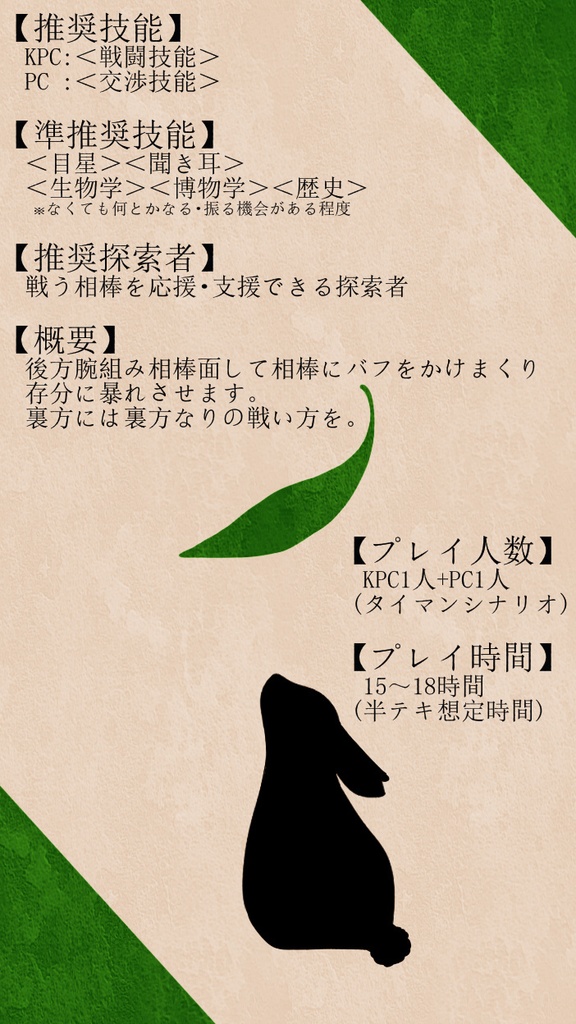 クトゥルフ神話TRPG「兎はオリーブに飛ぶ」