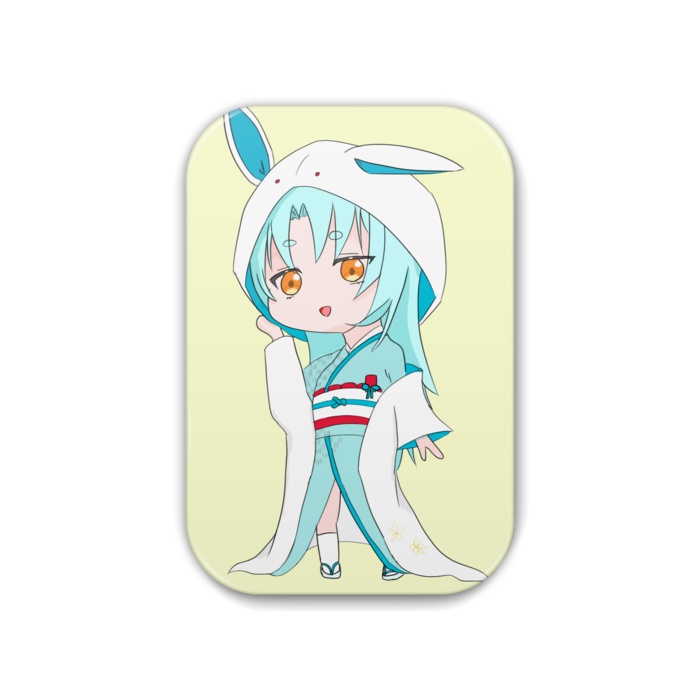 白兎りと 手描き缶バッジ