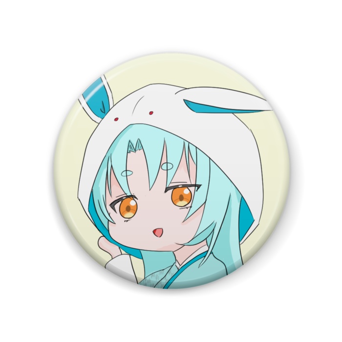 白兎りと 手描き缶バッジ