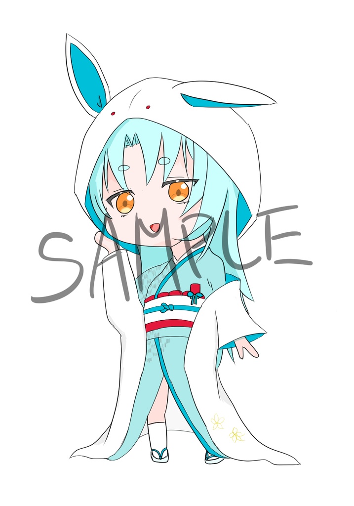 白兎りと 手描き缶バッジ