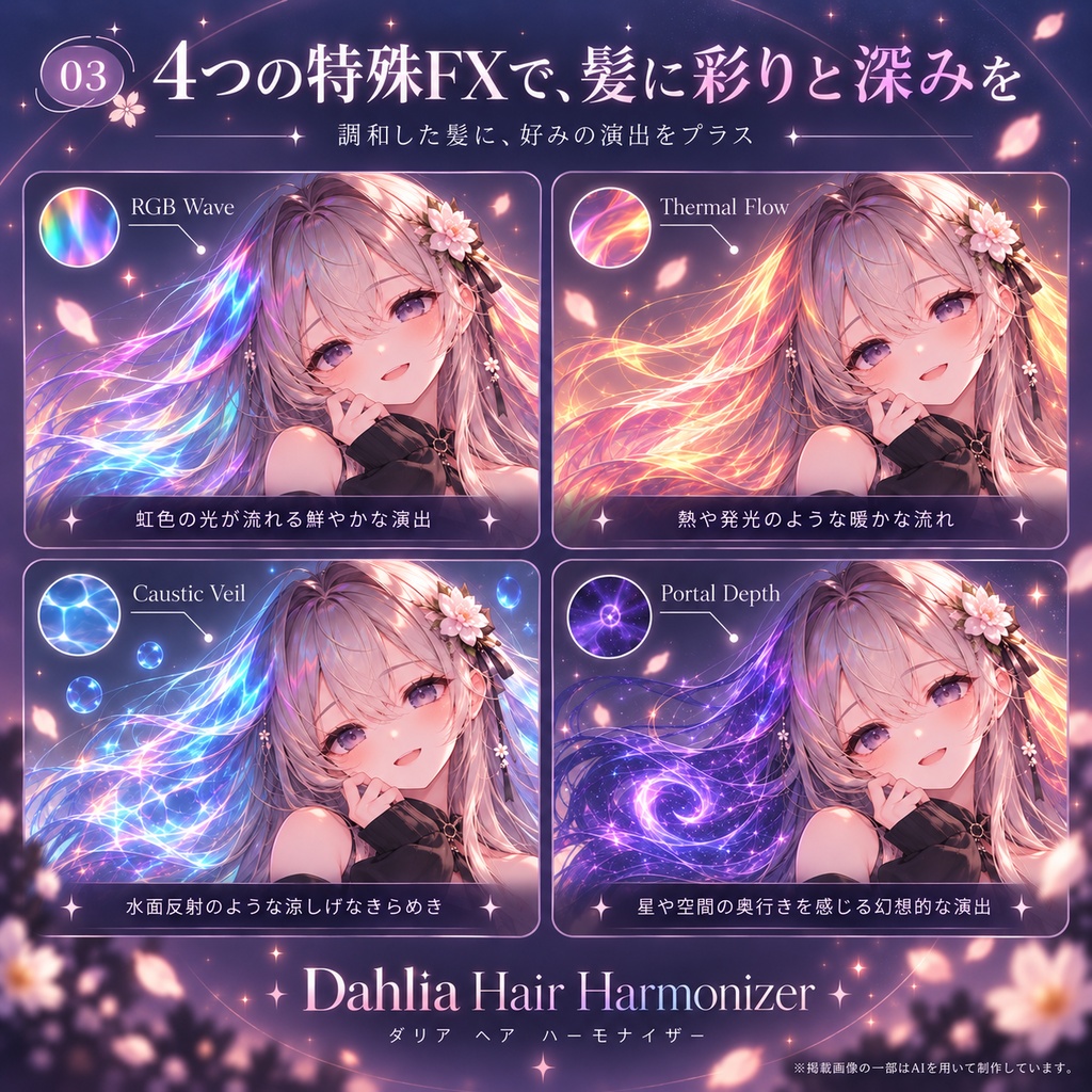 Dahlia Hair Harmonizer|髪色・陰影・質感の調整ツール【VRChat / lilToon】