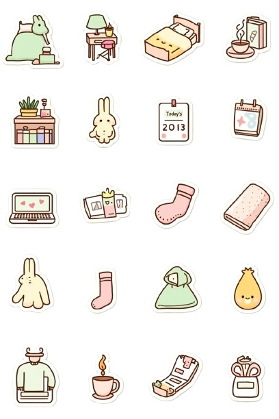 Cozy Room Day – Kawaii Pastel Sticker Collection