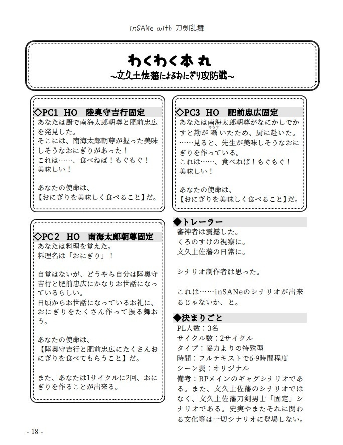 inSANe with 刀剣乱舞シナリオ『神絵師が非公式絵を投下してくださるから、シナリオはできるんだね!』