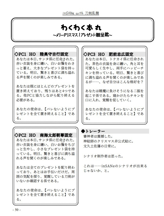 inSANe with 刀剣乱舞シナリオ『神絵師が非公式絵を投下してくださるから、シナリオはできるんだね!』