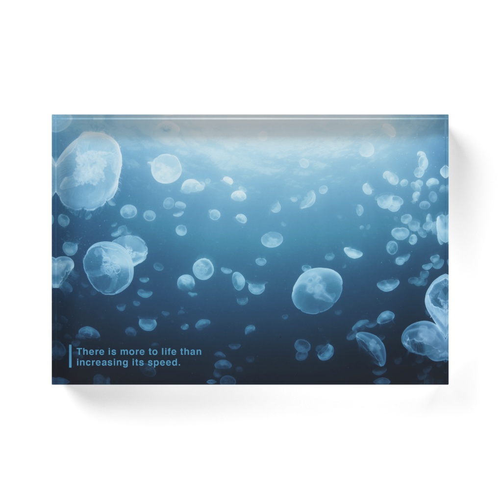 海を漂うクラゲ群 海中世界 ブルー 浮遊 幻想的 アクリルブロック ミタカ Booth