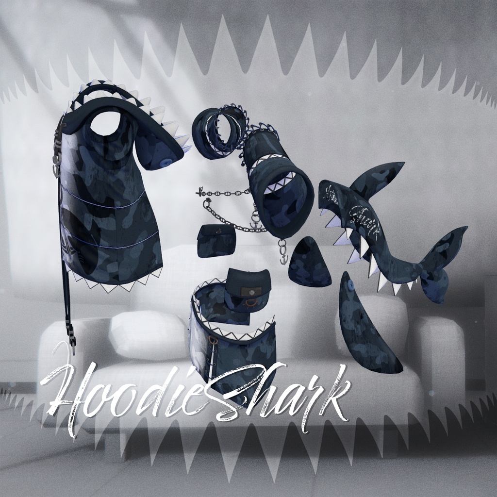 HoodieShark【Chalo, Ku_Re対応】サメパーカー