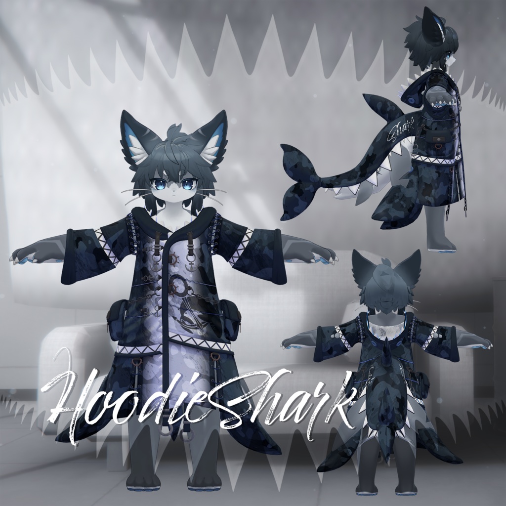 HoodieShark【Chalo, Ku_Re対応】サメパーカー