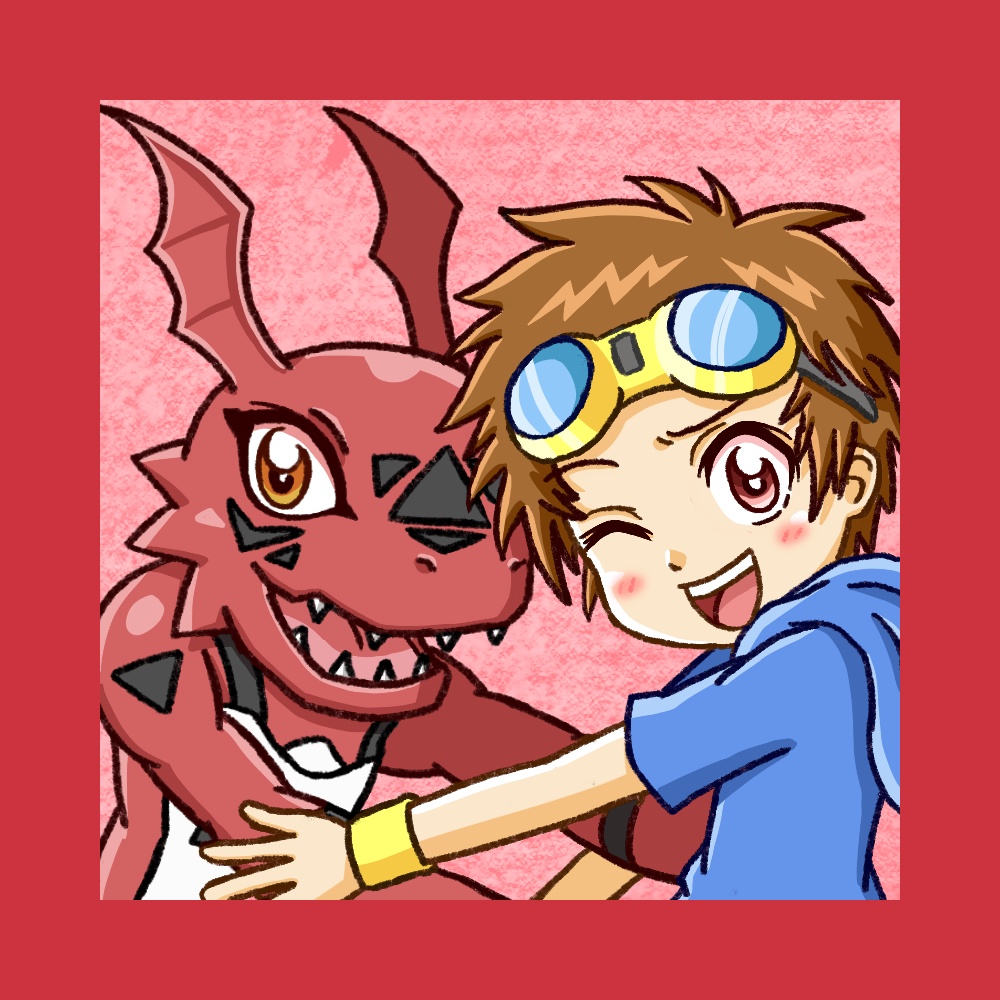 三原色アクリルキーホルダー（タカト×ギルモン）