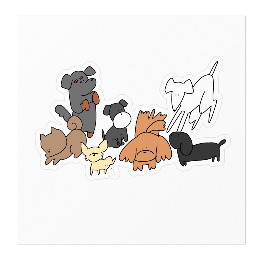 犬大集合ステッカー