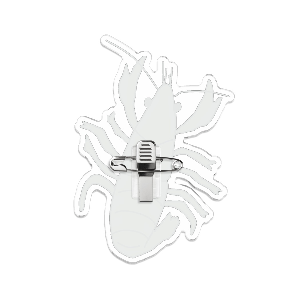 愛犬との散歩中に見つけたザリガニほぼ実寸大アクリルバッジ