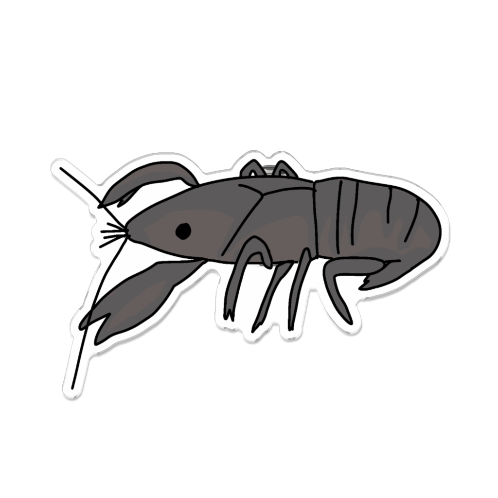 愛犬との散歩中に見つけたザリガニほぼ実寸大アクリルバッジ