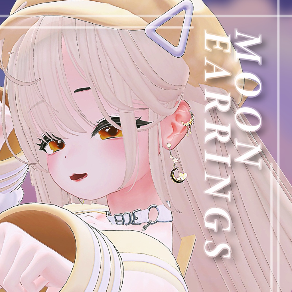 [VRChat想定] Moon&Star Earrings /イヤリング / 귀걸이 [Phys Bone対応]
