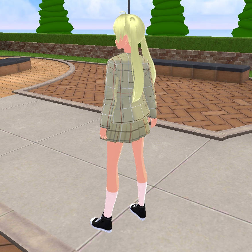 【無料】VRoid衣装テクスチャ 秋色チェックのセットアップ