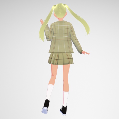 【無料】VRoid衣装テクスチャ 秋色チェックのセットアップ