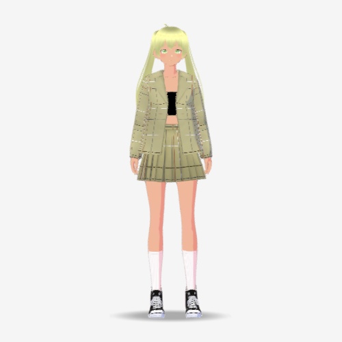 【無料】VRoid衣装テクスチャ 秋色チェックのセットアップ