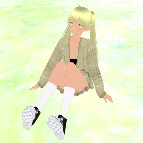 【無料】VRoid衣装テクスチャ 秋色チェックのセットアップ