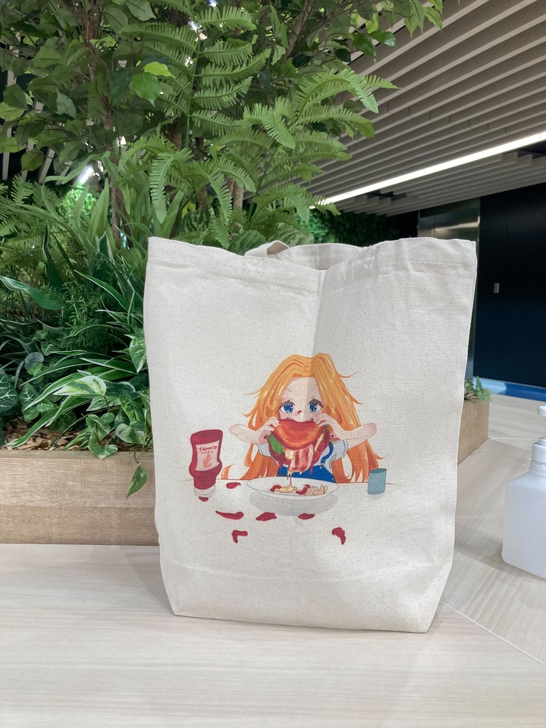 ハンバーガーを食べる娘 トートバッグ