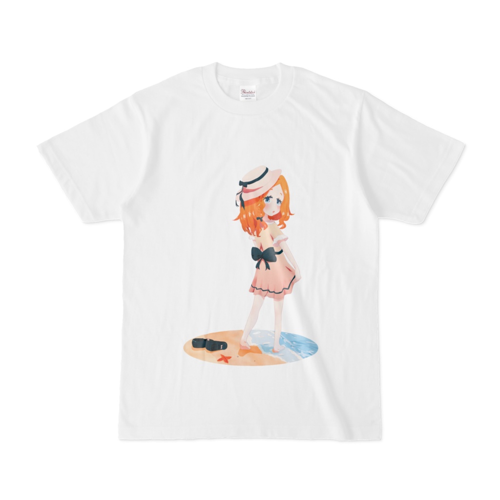 ビーチで暇をつぶす娘_Tシャツ
