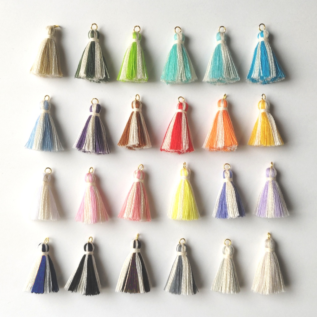 ふたごの縞々タッセル チャーム