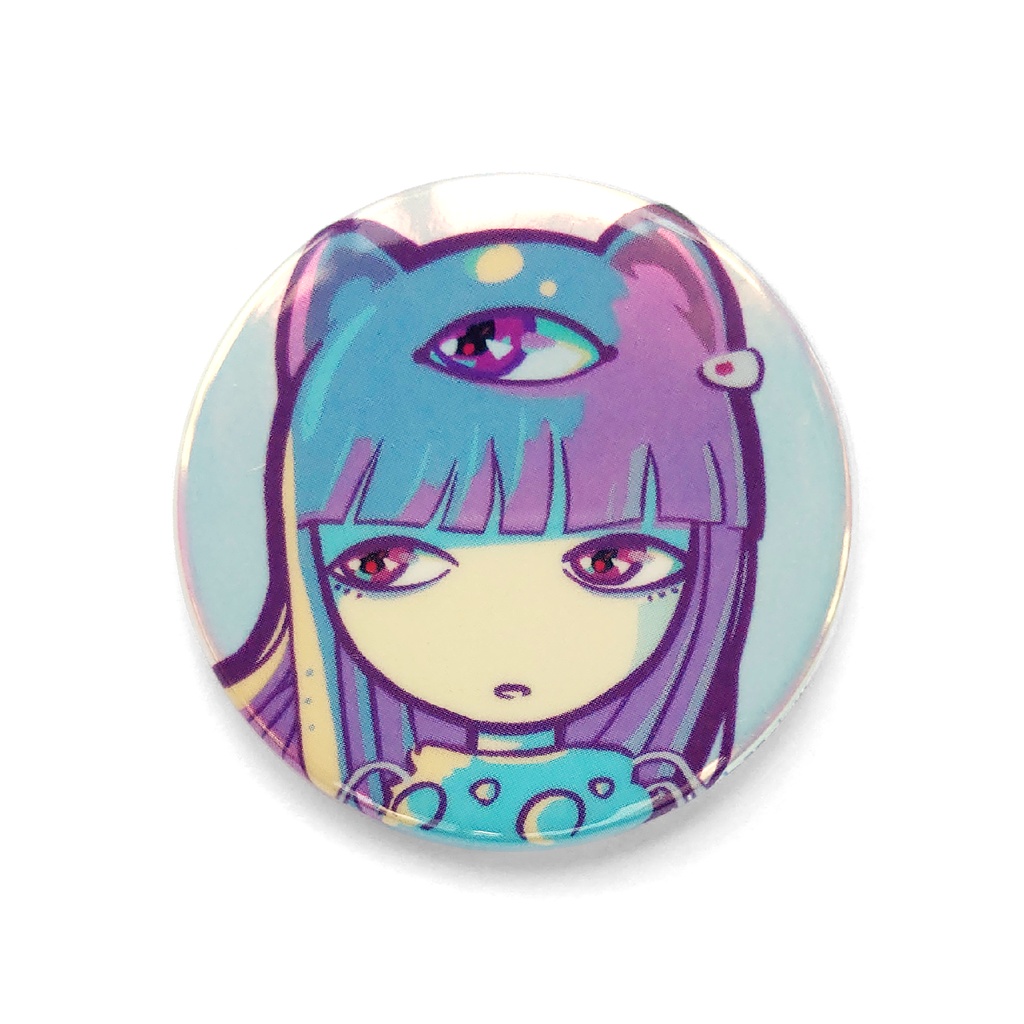 三つ目猫耳SF風女の子 缶バッジ
