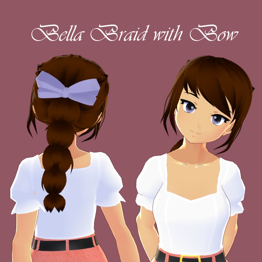 [ VRoid ] Bella Braid With Bow (Hair Preset)